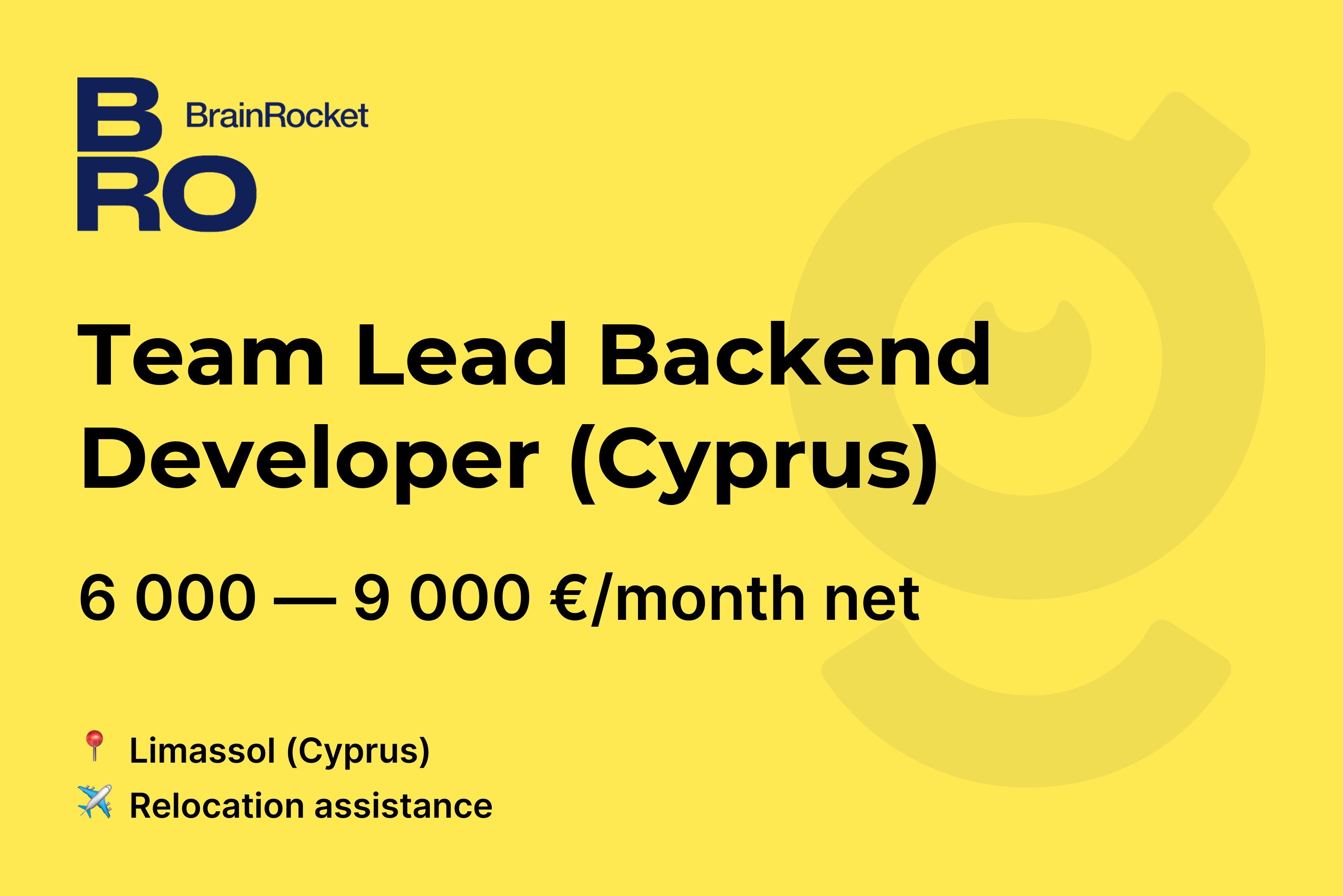 Вакансия Team Lead Backend Developer (Cyprus), работа в BrainRocket, с ...
